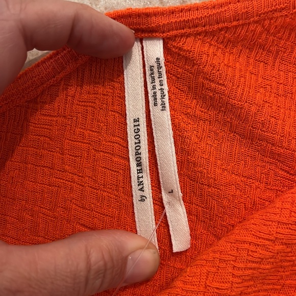 NWT By Anthropologie One Shoulder Ruffle Top Orange in Sz L - Picture 7 of 10